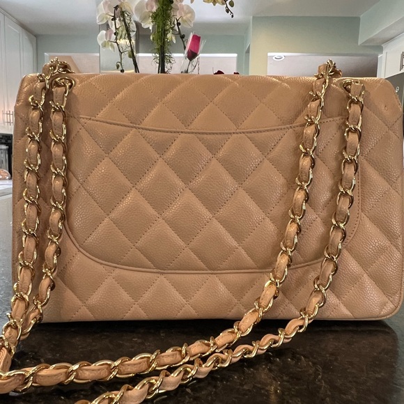 ✔️AUTHENTIC CHANEL✔️Caviar Quilted Jumbo Double Flap Beige PRISTINE CONDITION💯 - Picture 14 of 16